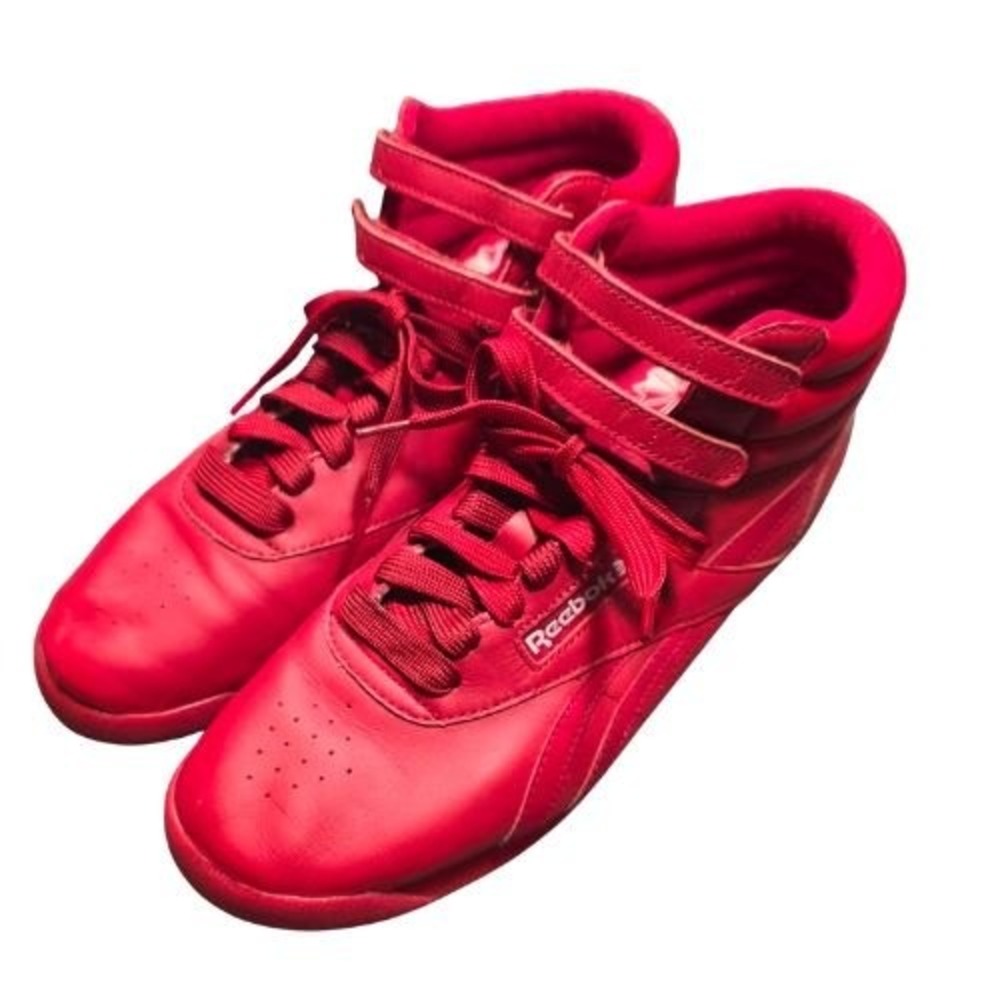 Reebok Freestyle Hi Womens 10 Red Leather High Top Sneakers 2240 Classic Retro - Picture 3 of 14
